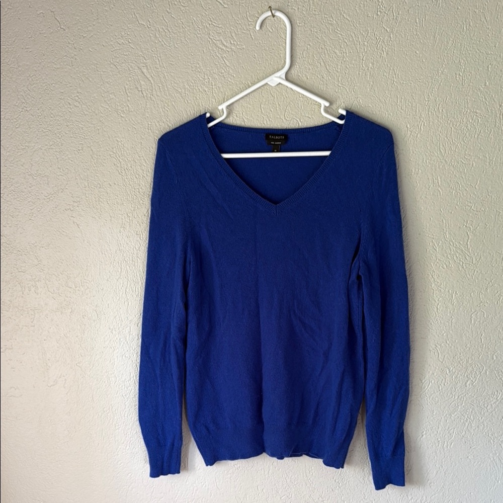 Talbots Royal Blue V-Neck Cashmere Sweater